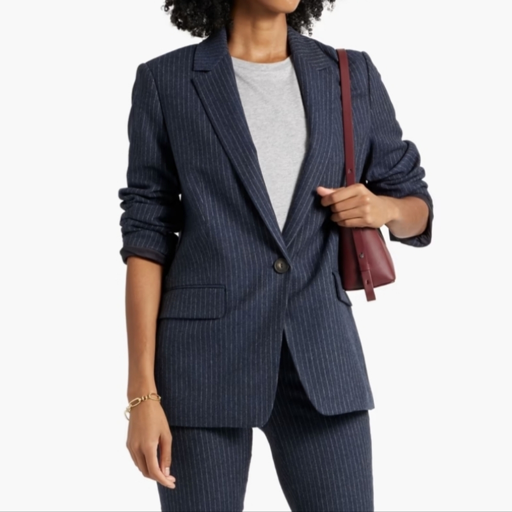 Vince Navy Pinstripe Blazer
